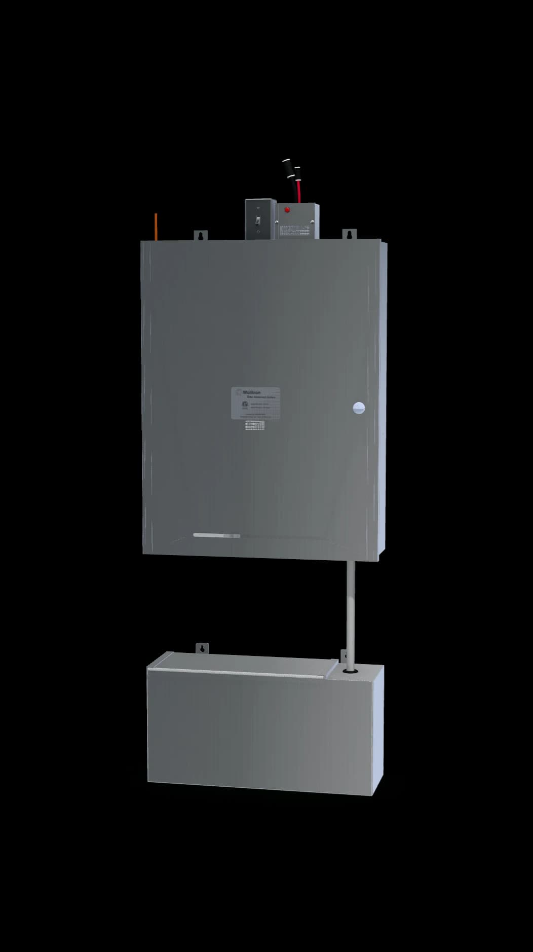 MOAS stainless cabinet with its solution container below